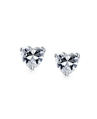 Bling Jewelry Romantic Set of 2 Heart Shaped Cubic Zirconia 7MM Sterling Silver & 8MM Gold Plated Stud Earrings