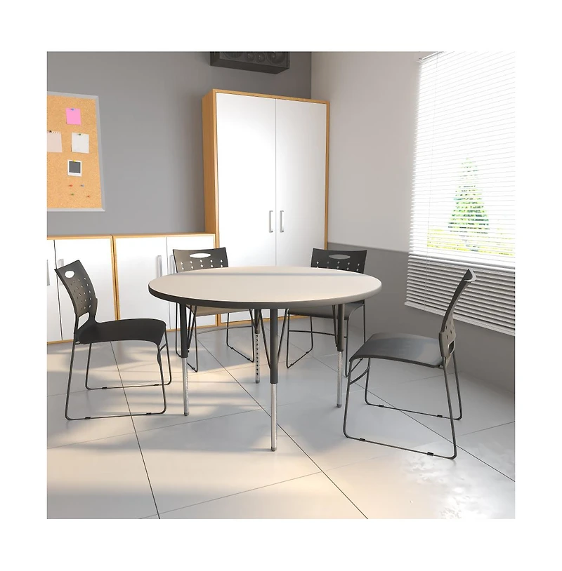 Emma+Oliver 48" Round Laminate Adjustable Activity Table