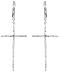 Macy's White Diamond (3/8 ct. t.w.) and Sapphire (0.01 ct. t.w.) Earrings in 10k White Gold