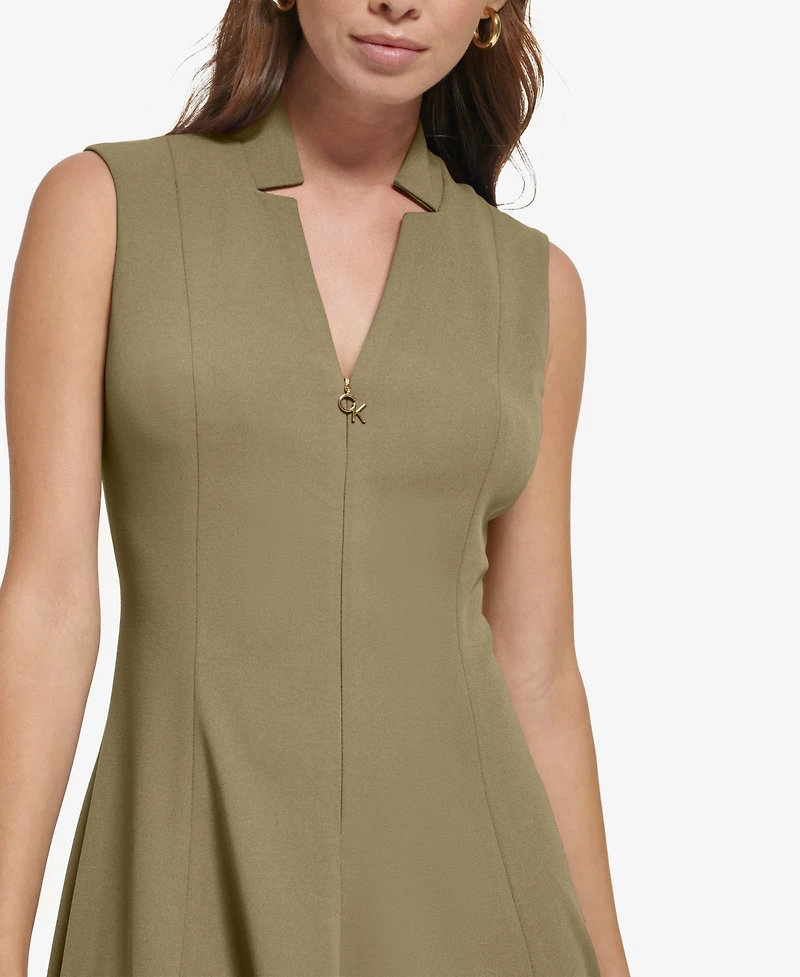 Calvin Klein Women's Collared V-Neck Knee-Length Dress