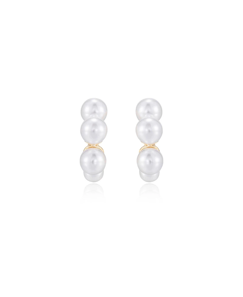 Ettika Five Cultivated Pearls Hoop Earrings