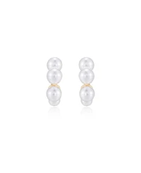 Ettika Five Cultivated Pearls Hoop Earrings
