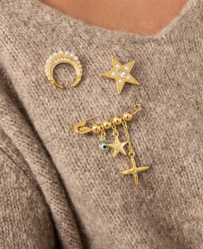 Ettika Gold Plated Celestial Brooch Set
