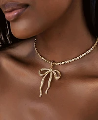 Ettika Pave Bow Tennis Necklace