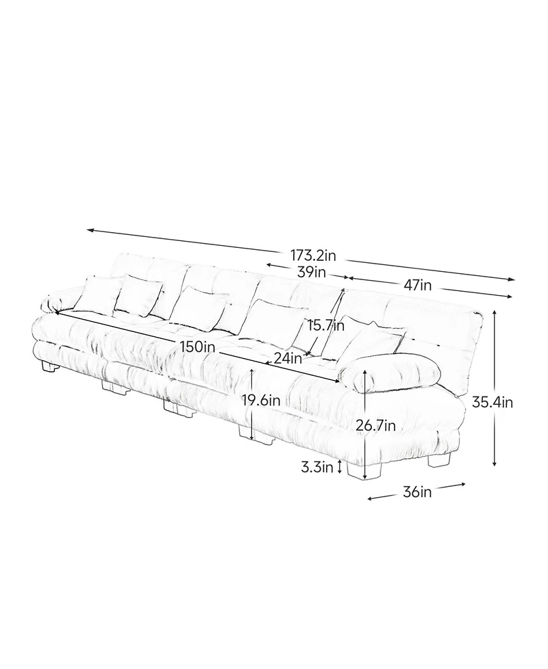Streamdale Furniture Streamdale 4-Seater Modular Chenille Sectional Sofa for Living Room