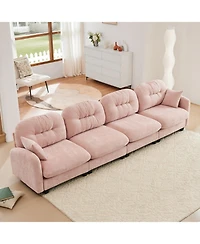 Streamdale Furniture Streamdale Four-Seater Modular Chenille Sectional Couch with Pillows, Pink