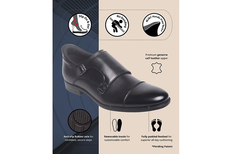 Marc Joseph New York Men's Oliver Street Hands-Free Slip-On Double Monk Dress Oxfords