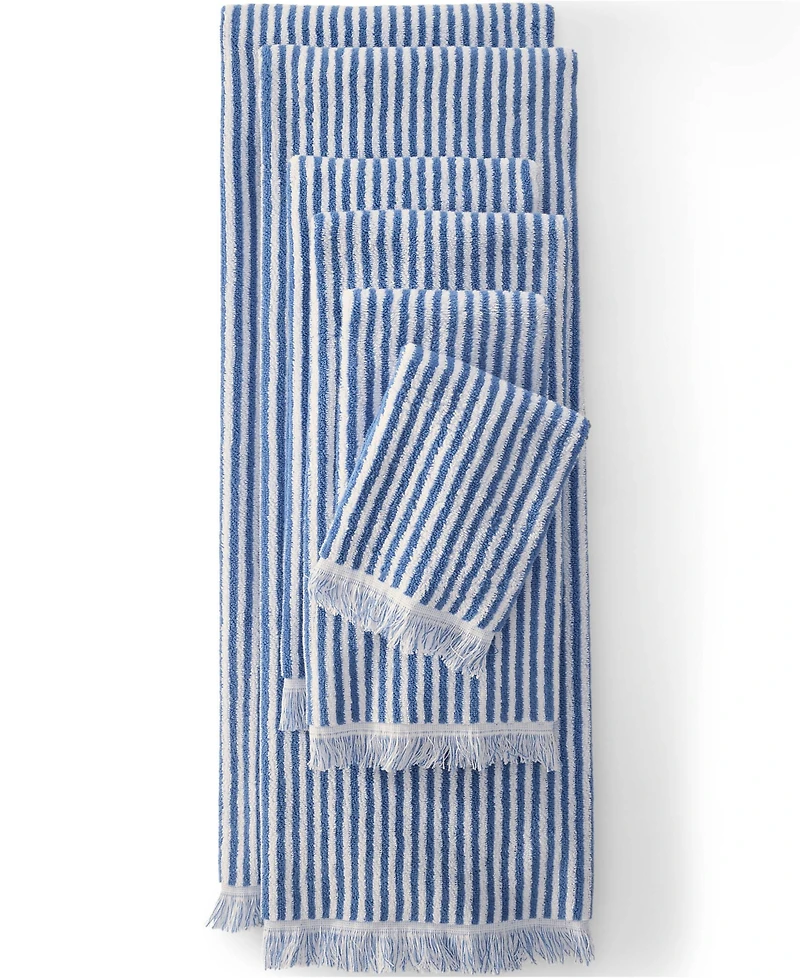 Lands' End Cotton Yarn-dyed Stripe 2-Piece Washcloth Set
