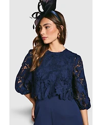 Coast Women's Lace Overlay Wide Leg Jumpsuit