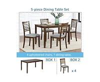 sumyeg 5-Piece Modern Dining Set with Rectangular Wood Table and 4 Upholstered Chairs