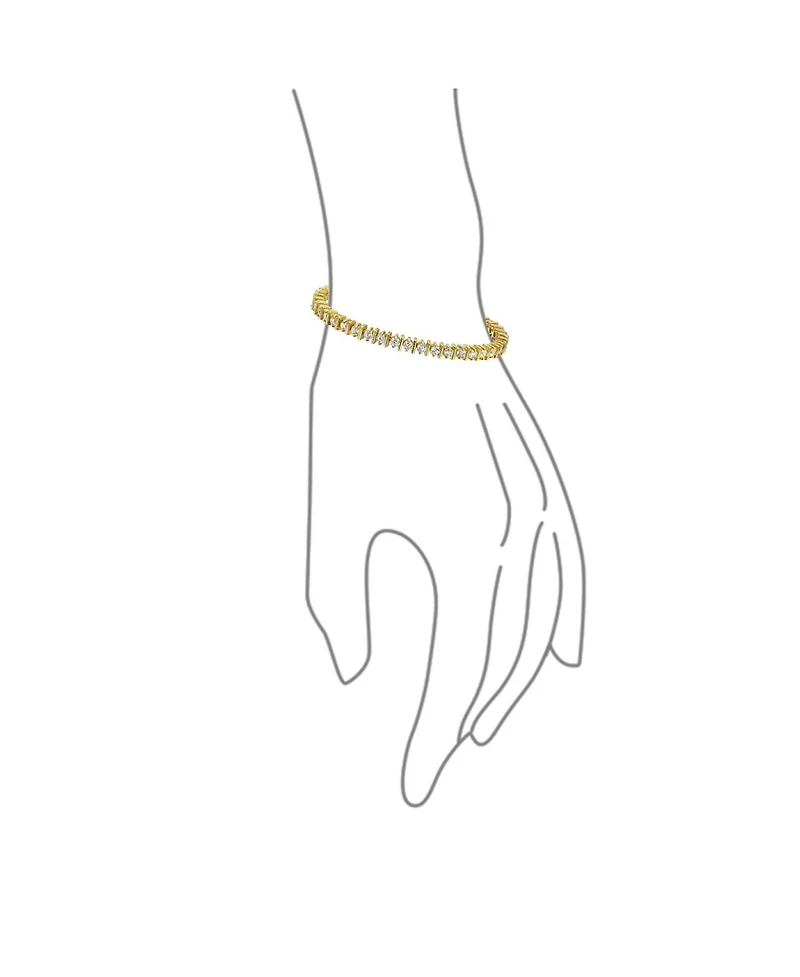 Bling Jewelry Round Cz Tennis Bracelet & Solitaire Stud Earrings Jewelry Set GoldPlated Sterling Silver