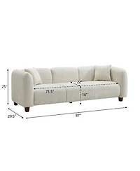 Streamdale Silo 87 in. 3 Seater Modern Upholstered Chenille Sofa, Beige