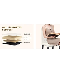 Streamdale Furniture Streamdale 4-pack white Pu dining chairs, ergonomic buckle backrest, black metal legs