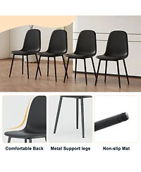 Streamdale Modern Minimalist Black Dining Chair Set - 6 Chairs, Mid-Century Style Upholstered Side Chairs.