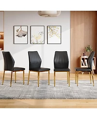 Streamdale Furniture Streamdale Set of 4 Black Dining Chairs, 37" High, Ergonomic Pu Backrest