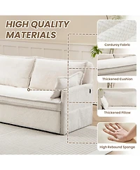 Streamdale Furniture Streamdale Ergonomic Sofa Bed with Storage & Charging - Corduroy Convertible Sleeper