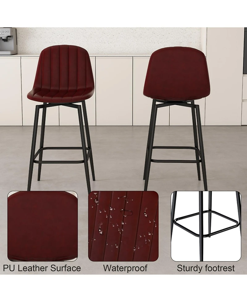 Streamdale Furniture Streamdale Modern Swivel Bar Stools with Back Support, Dark Brown (Set of 2