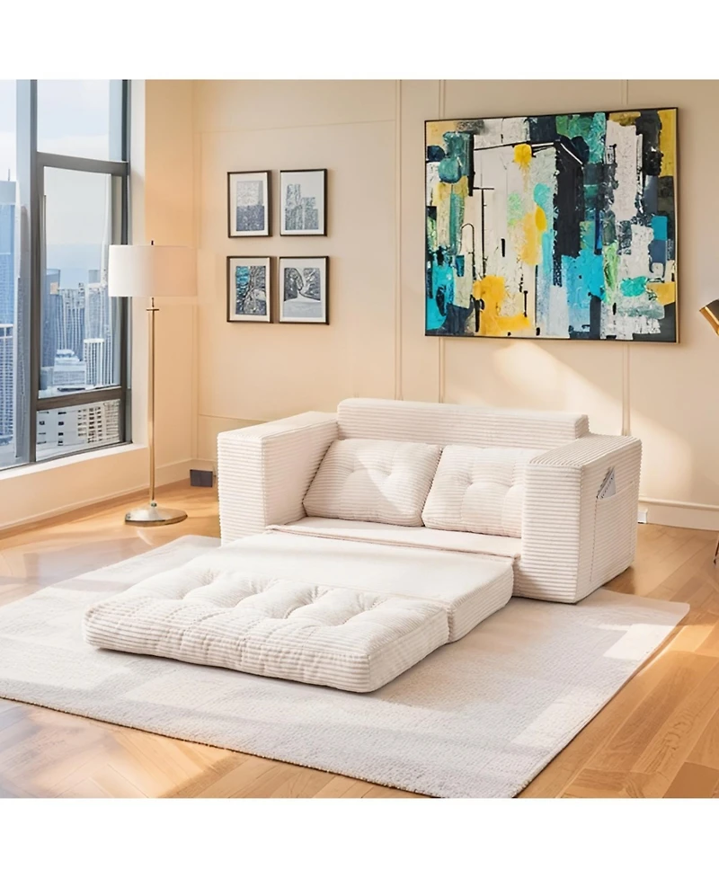 Streamdale Furniture Streamdale Loveseat Sofa Bed with Memory Foam & Steel Frame - No Assembly, Convertible (Beige