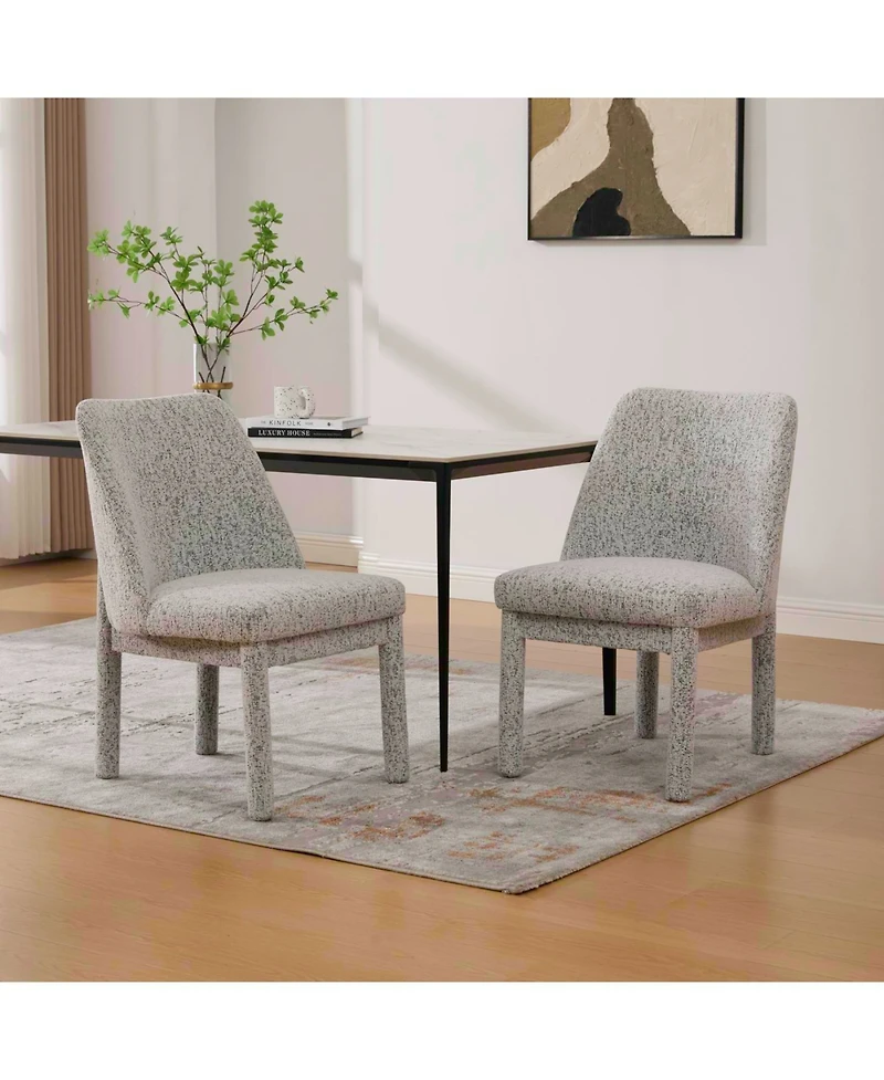 Streamdale Furniture Streamdale Modern Minimalist Chenille Dining Chair Set (Set of 2) - White/Black