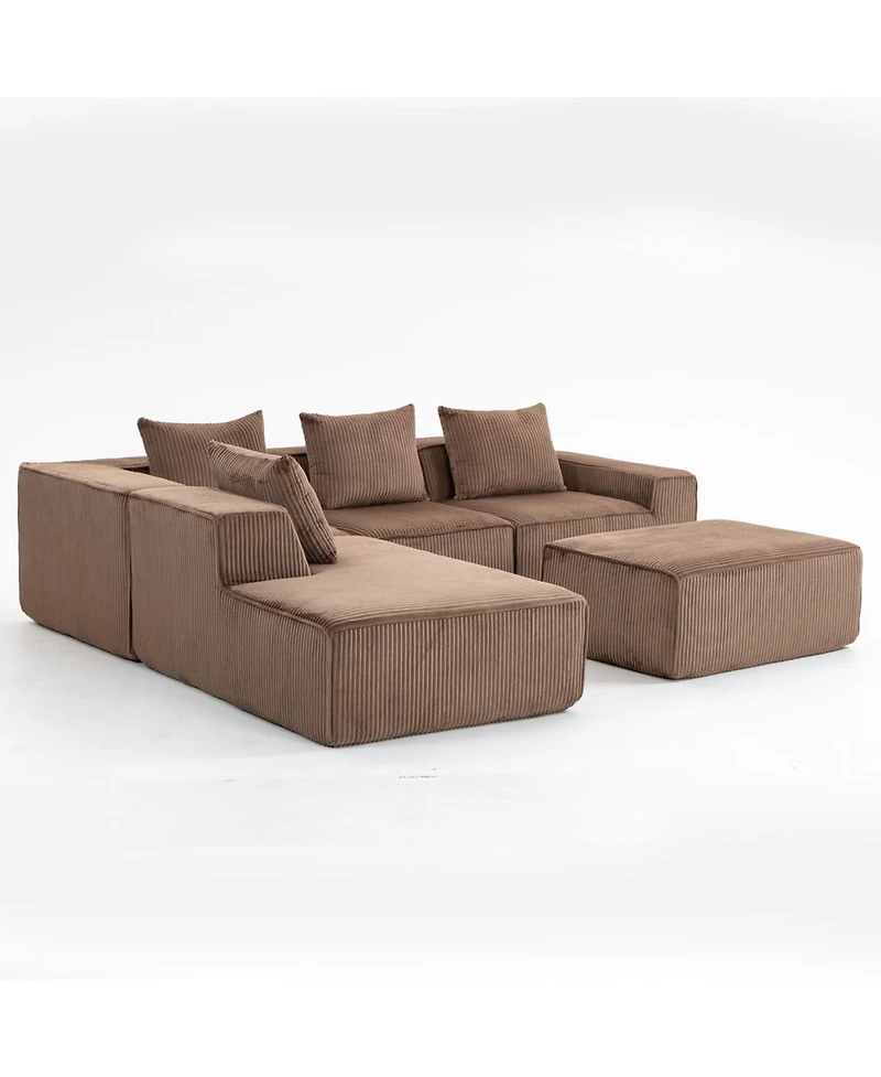 Streamdale Furniture Streamdale Exquisite Full Foam Compressed Sofa - Premium Modular Sectional, Warm Brown