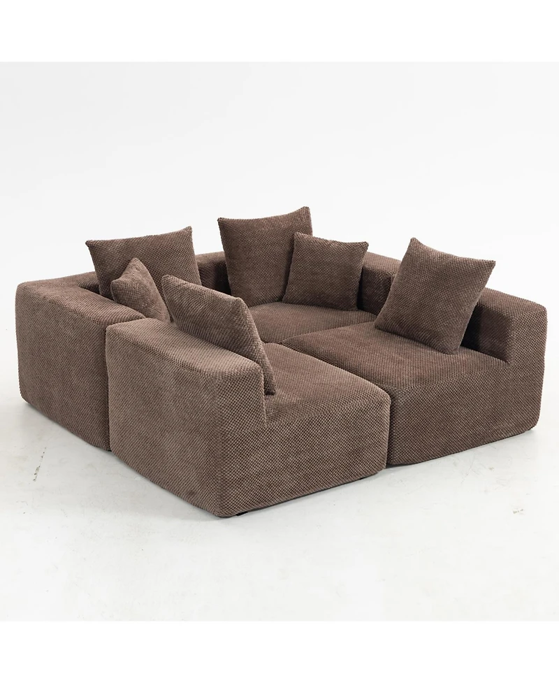 Streamdale Furniture Modular Sectional Sofa, Full-Foam, Textured Brown Upholstery,