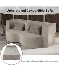 Streamdale 2-in-1 Foldable Sofa Bed, 75 Inch Convertible Sleeper Couch w/ Memory Foam Mattress & Pillows