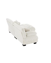Streamdale Furniture Streamdale Cloud Couch Chenille 2 Seater Sectional Sofa with Pillows and Ottoman, White