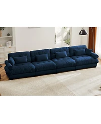 Streamdale Super Comfort Oversized Modular Velvet Sectional Sofa Couch with Ottoman, Blue