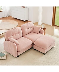Streamdale Furniture Pink Cloud Sectional L-Shaped Couch with Ottoman