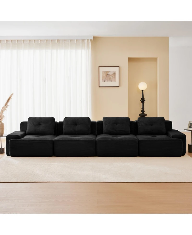 Streamdale Furniture Modern Modular Corduroy Sectional Sofa, 4-Seater Couch,