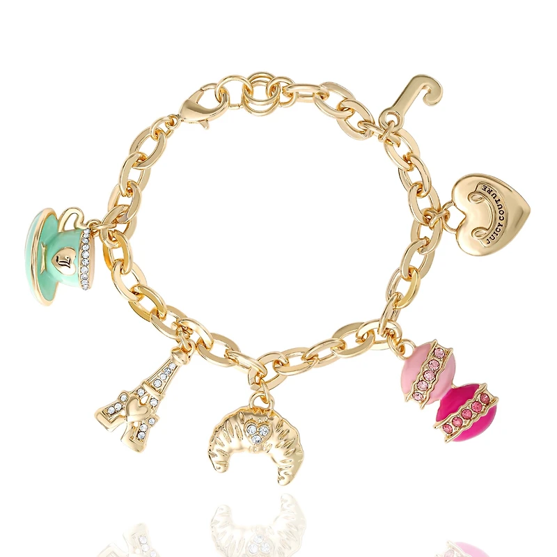 Juicy Couture Paris Travel Charm Bracelet - Macaron, Croissant
