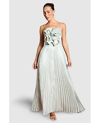 Coast Women's Metallic Pleated Corsage Maxi Dress