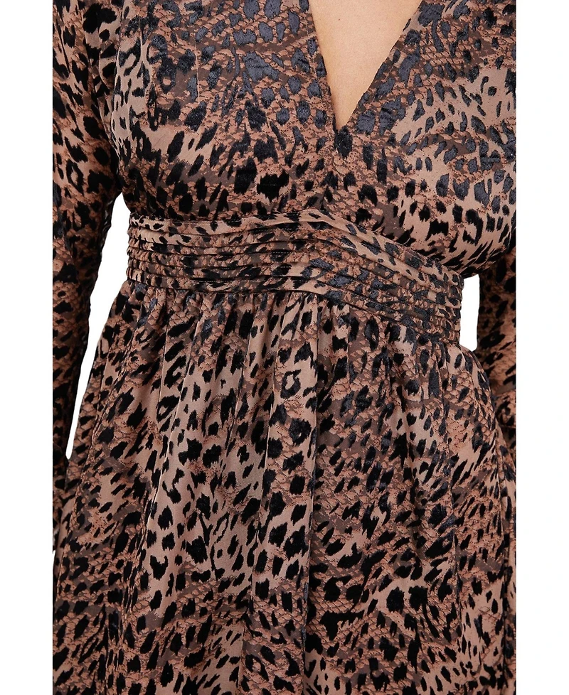 Warehouse Women's Plunge Neck Waisted Midi Dress