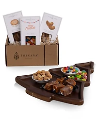 Toscana Christmas Tree Serving Tray with Gourmet Gift Pack, 3-Piece