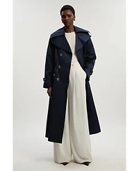 Karen Millen Women's Cotton Sheen Belted Classic Trench Coat