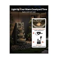 Outdoor 4-Tier Block Stack Yard Fountain for Garden or Patio