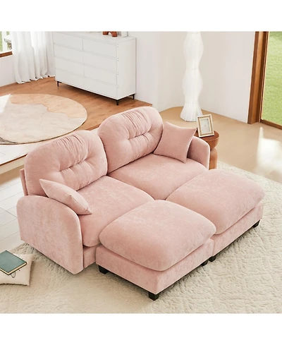 Streamdale Furniture Cloud Sectional Couch, Premium Chenille, Tufted, High-Density Foam, Pink