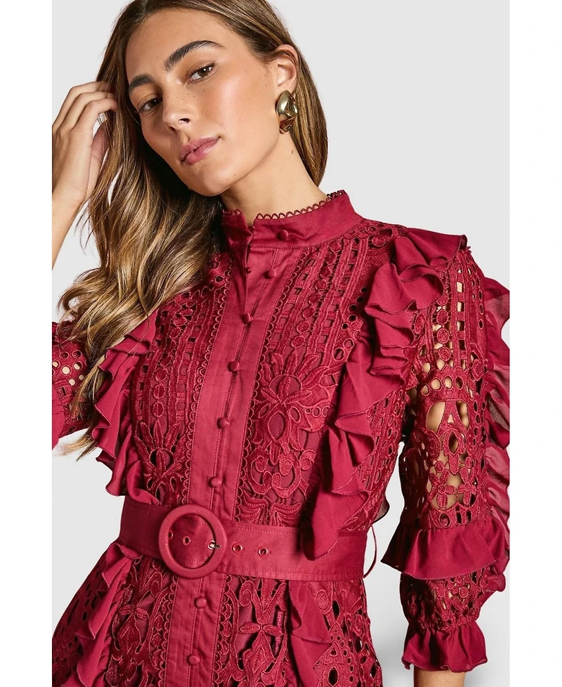 Coast Women's Lace Ruffle Shirt Dress