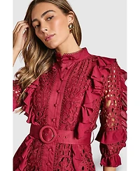 Coast Women's Lace Ruffle Shirt Dress