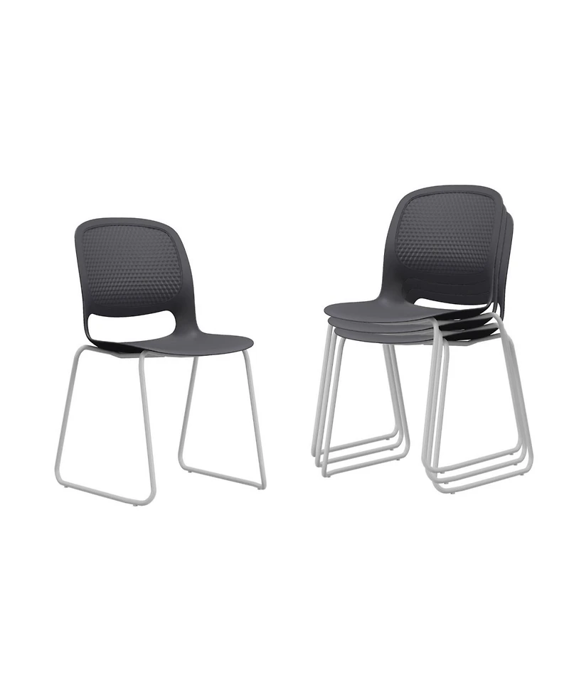 Streamdale Furniture Streamdale Modern Black Stacking Chairs Set of 4 with Ergonomic Design