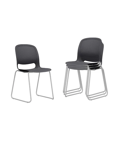 Streamdale Furniture Streamdale Modern Black Stacking Chairs Set of 4 with Ergonomic Design