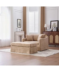 Streamdale Furniture Streamdale Modern Farmhouse Upholstered Accent Chair & Ottoman with Bolster Pillows, Wheat