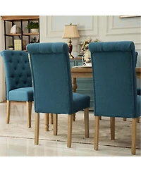 Streamdale Furniture Streamdale Habit Solid Wood Tufted Parsons Dining Chair, Set of 2, Blue