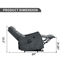 Streamdale Grey Chenille Single Motor Power Lift Recliner Chair with Massage & Heat