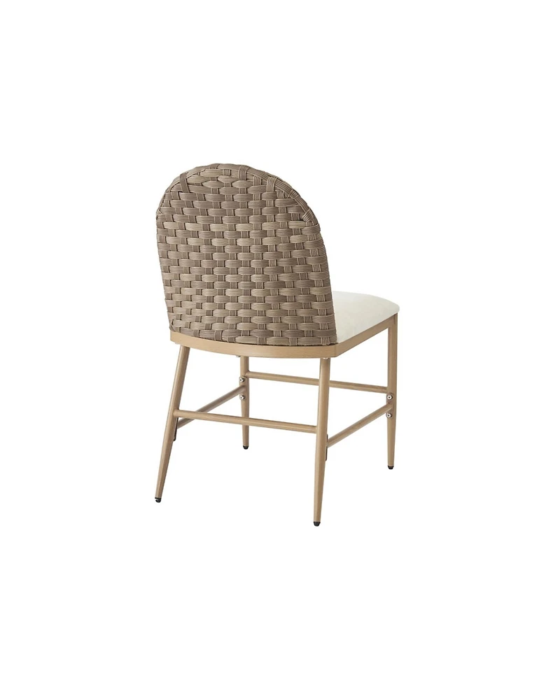 Streamdale Farmhouse Upholstered Dining Chairs Set of 2, Armless Iron Side Chair with Rattan Back, Brown