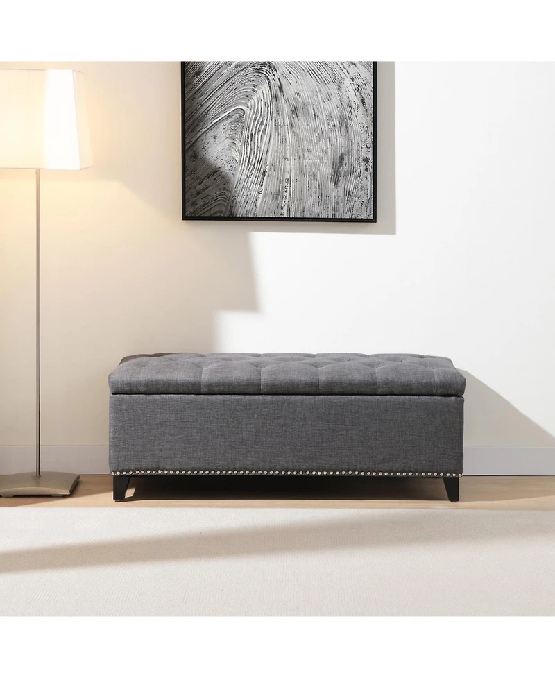 Streamdale Furniture Streamdale 47.5" Storage Ottoman Bench with Safety Hinge, Button-Tufted, Supports 500lbs - Dark Grey