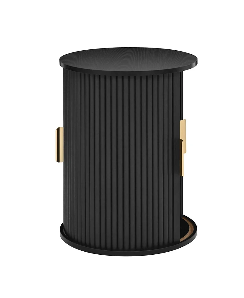 Streamdale Furniture Mid-Century Coffee Table Set with Sliding Tambour Door, Black