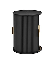 Streamdale Furniture Mid-Century Coffee Table Set with Sliding Tambour Door, Black