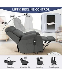 Streamdale Furniture Power Lift Recliner for Elderly, Small Spaces, Remote Control, Dark Gray