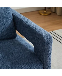 Streamdale Furniture Navy Swivel Chair, Modern Rotating Arm Chair with Open Back